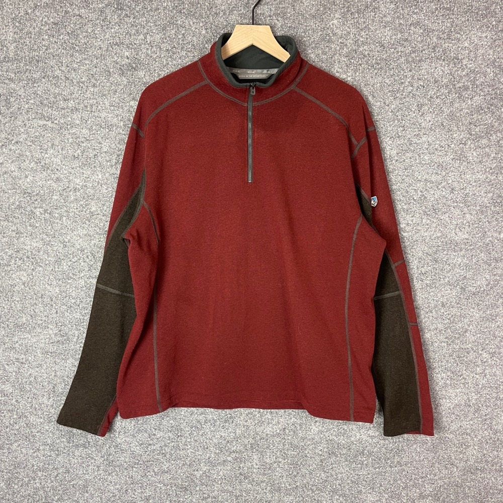 KUHL Mens XXL Red Quarter Zip Fleece Pullover Born in‎ the Mountains